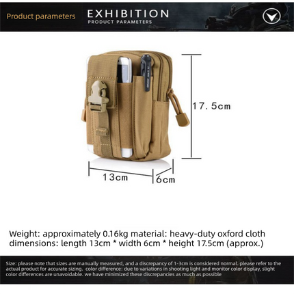 Grey Tactical Molle Waist Bag Waterproof Phone Pouch for 6 inch Smartphones Compact Large Capacity Belt Loop Organizer for Local Outdoor Adventurers