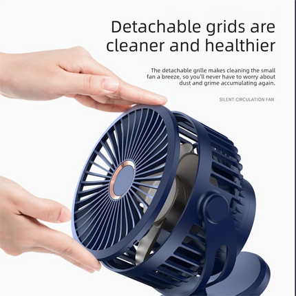 Deep Sea Blue 10000mAh Portable Clip on Fan with 720 Degree Rotation 4 Speeds for Stroller Kitchen Office Desk Quiet Rechargeable Cooling Solution for Local Homes