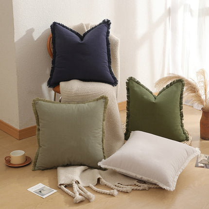 White 2 Pack Bohemian Tassel Pillowcases Soft Washed Cotton Cushion Covers for Living Room Sofa Elegant Decor Solution for Local Standard Home Environments