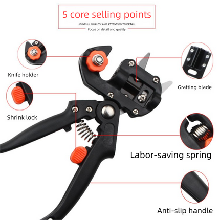 Orange Handheld Grafting Shear with Replaceable Blades and Pruning Function for Tree Grafting and Branch Trimming Professional Garden Tool Local Standard Fit