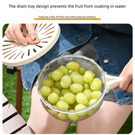 White large Multi-functional Fruit and Vegetable Washing Bowl with Lid and Hidden Handle Double-Layer Drainage Container for Refrigerator Storage and Outdoor Picnic Efficient Food Preservation for Local Standard Kitchens