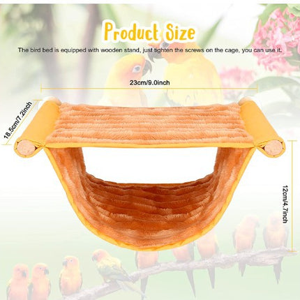 2-Pack Grey Bird Hammock Bed for Parrots, Budgies, and Small Pets – Warm, Soft, Washable Hanging Nest with Easy Installation for Cage or Window Use(Size: L)