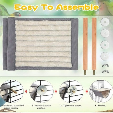 2-Pack Grey Bird Hammock Bed for Parrots, Budgies, and Small Pets – Warm, Soft, Washable Hanging Nest with Easy Installation for Cage or Window Use(Size: S)