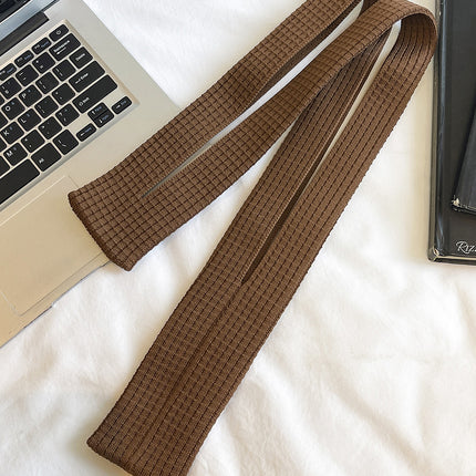 Khaki High-Elastic Knit Long Phone Sling Bag – Adjustable Crossbody Streetwear Accessory for iPhone with Stretchy Ribbed Design