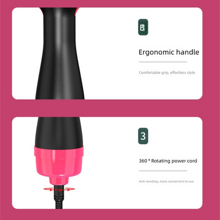 Pink 1000W Professional Hot Air Brush with 3-Temperature & 2-Speed Control – Dual Voltage Hair Styler for Smooth, Voluminous Blowouts