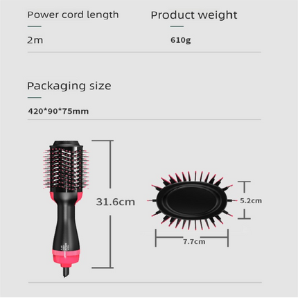 Pink 1000W Professional Hot Air Brush with 3-Temperature & 2-Speed Control – Dual Voltage Hair Styler for Smooth, Voluminous Blowouts