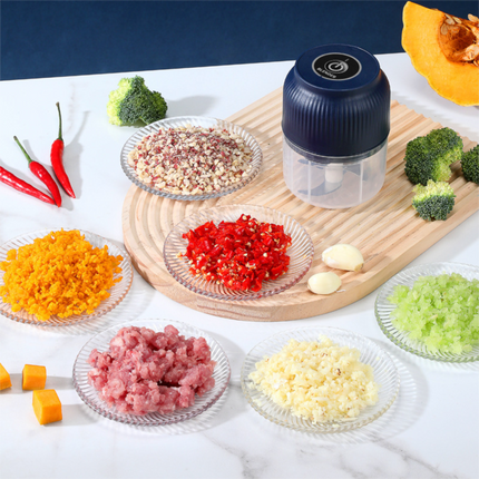 2-Leaf blade Blue Wireless Electric Garlic Chopper 300ml Portable Mini Food Processor USB Rechargeable for Baby Food and Dipping Sauce Essential Local Kitchen Tool