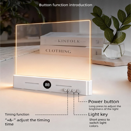 White LED Flat Panel Reading Light with 99m Timer 3 Color Modes Stepless Dimming Rechargeable Eye Protection Book Light for Bedside Dormitory Local Standard