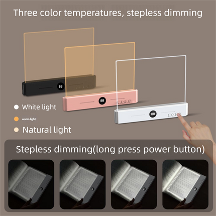 Black LED Flat Panel Reading Light with 99m Timer 3 Color Modes Stepless Dimming Rechargeable Eye Protection Book Light for Bedside Dormitory Local Standard