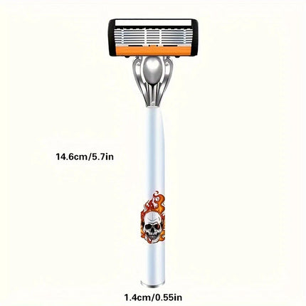 2-Pack 6-Layer Manual Razor with 36 Replacement Blades – Ultra-Close Shave for Men, Stainless Steel Handle with One-Click Blade Change