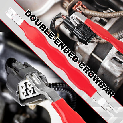 Red 3 Piece Automotive Wire Connector Removal Tool Set with Straight Bent and Dual End Pliers for Electrical Harness Disassembly