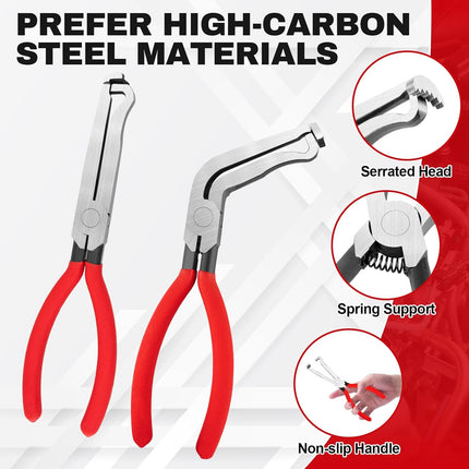 Black 3 Piece Automotive Wire Connector Removal Tool Set with Straight Bent and Dual End Pliers for Electrical Harness Disassembly