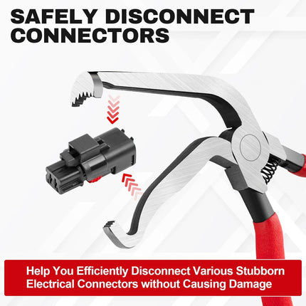 Black and red 3 Piece Automotive Wire Connector Removal Tool Set with Straight Bent and Dual End Pliers for Electrical Harness Disassembly