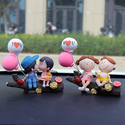 Newlywed couple balloons on a tree branch Cute Couple Car Ornament for Dashboard – Romantic Interior Decoration for Vehicles