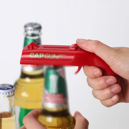 2-Pack Red and Blue Fun Bottle Opener with Cap Ejection Mechanism – Compact ABS Bottle Opener for Beer and Soda Bottles, Ideal for Parties and Everyday Use