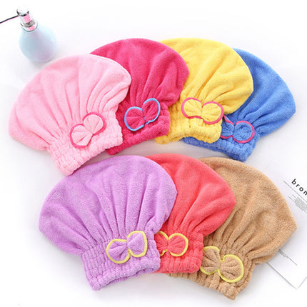 3-Pack Watermelon Red Thickened Coral Fleece Hair Drying Towel Cap – Double-Layered Absorbent Turban with Bow Design for Fast Drying and Gentle Care