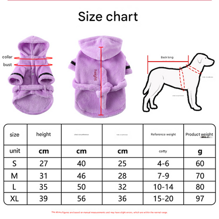 Pink Cozy Pet Bathrobe Sleepwear – Plush Fleece Dog Robe with Hood and Adjustable Waistband for Small to Medium Breeds(Size:XL)