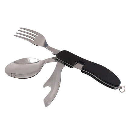 2-PCS Red Stainless Steel Folding Cutlery Set – Compact 3-in-1 Knife, Fork, Spoon with Removable Design for Outdoor Camping, Hiking, Travel, and Picnic Use