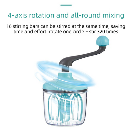 Blue Manual Hand-Crank Egg Beater – Semi-Automatic Whisk for Whipping Cream, Egg Whites, and Baking Mixes with Easy-Clean Design