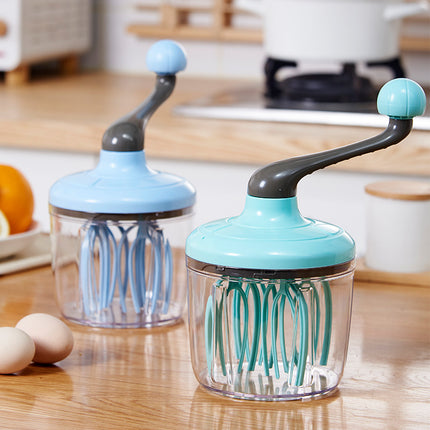 Green Manual Hand-Crank Egg Beater – Semi-Automatic Whisk for Whipping Cream, Egg Whites, and Baking Mixes with Easy-Clean Design