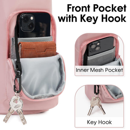 Pink Insulated Water Bottle Carrier with Shoulder Strap – Portable Sleeve for Large Bottles, Featuring Front Pocket and Key Hook