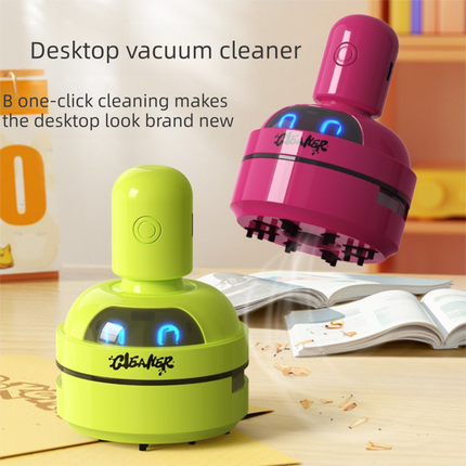 Pink Compact Desktop Vacuum Cleaner – Rechargeable Mini Dust Collector for Eraser Shavings, Pencil Shavings, Paper Scraps, and Fine Debris