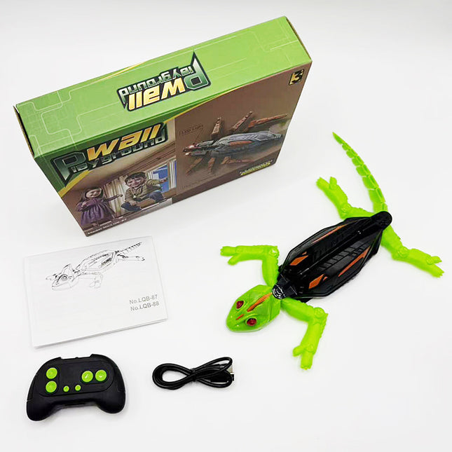 RC Wall Climbing Gecko Toy Anti-Gravity Remote Control Lizard with LED Eyes 360 Stunt Rotation Rechargeable