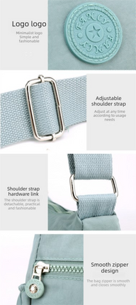 Women's Lightweight Nylon Crossbody Bag Waterproof Multi Pocket Shoulder Purse Travel Messenger Aqua Blue
