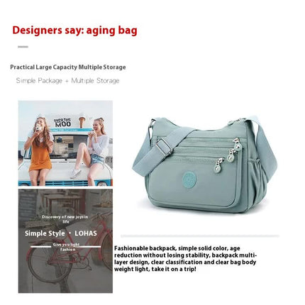 Women's Lightweight Nylon Crossbody Bag Waterproof Multi Pocket Shoulder Purse Travel Messenger Black – shape and profile