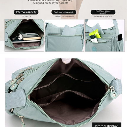 Women's Lightweight Nylon Crossbody Bag Waterproof Multi Pocket Shoulder Purse Travel Messenger Black – surface and form