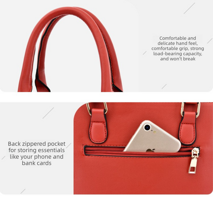2 PCS Women's Handbag Set PU Leather Tote & Crossbody Purse Fashion Splicing Design Golden