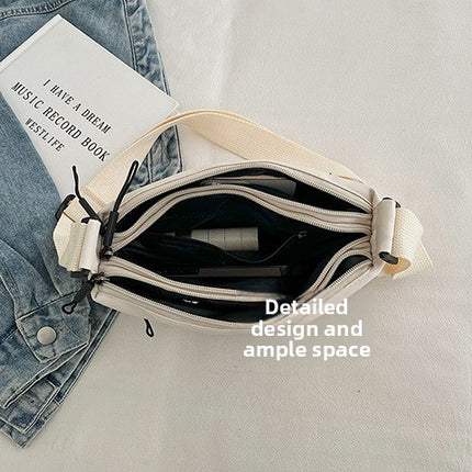 Casual Multi-Pocket Nylon Crossbody Bag Lightweight Shoulder Purse Waterproof Travel Messenger Bag Grey – shape and profile