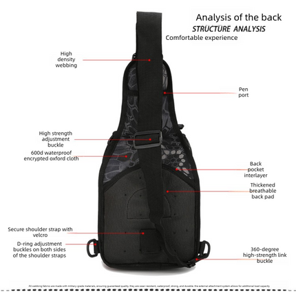 Tactical Sling Bag Multicam CP Pattern 600D Waterproof Crossbody Backpack MOLLE EDC Shoulder Pack