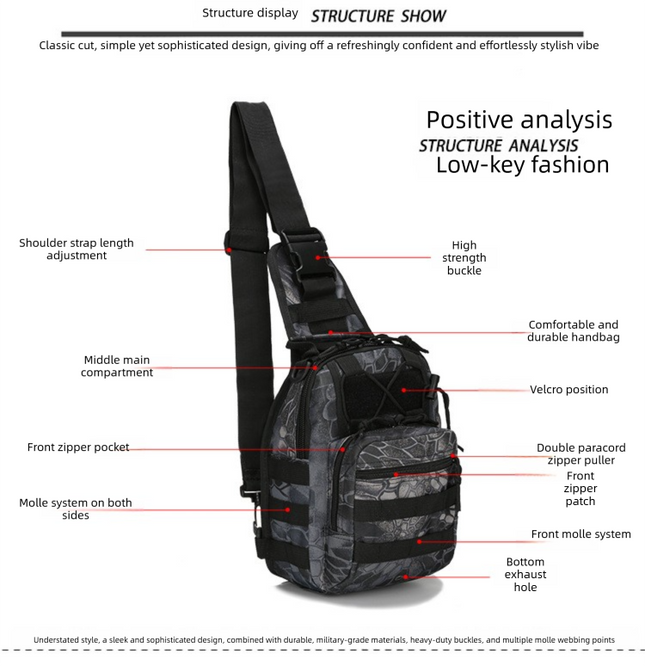 Tactical Sling Bag Jungle Digital Camo 600D Waterproof Crossbody Backpack MOLLE EDC Shoulder Pack for – product detail
