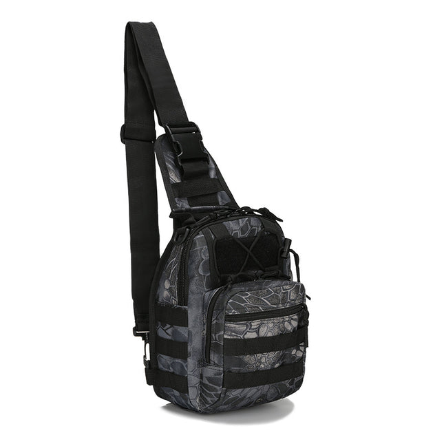 Tactical Sling Bag Black Python Camo 600D Waterproof Crossbody Backpack MOLLE EDC Shoulder Pack for Urban