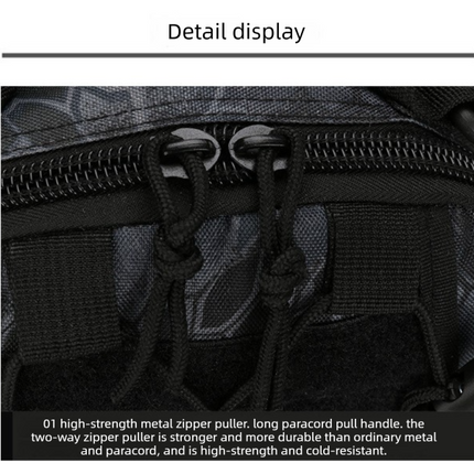 Tactical Sling Bag Black Python Camo 600D Waterproof Crossbody Backpack MOLLE EDC Shoulder Pack for Urban Outdoor