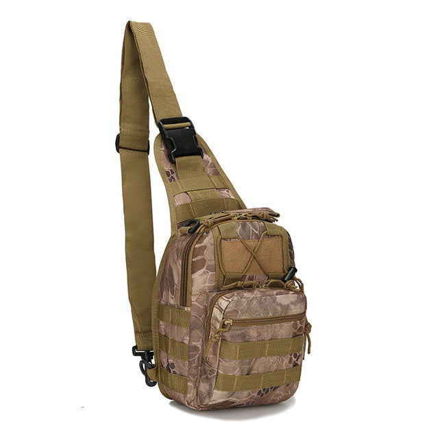 Tactical Sling Bag Tan Python Camo 600D Waterproof Crossbody Backpack MOLLE EDC Shoulder Pack for Hiking