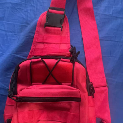 High Visibility Red Tactical Sling Bag 600D Waterproof Crossbody Backpack MOLLE First Aid EDC Pack for Cycling