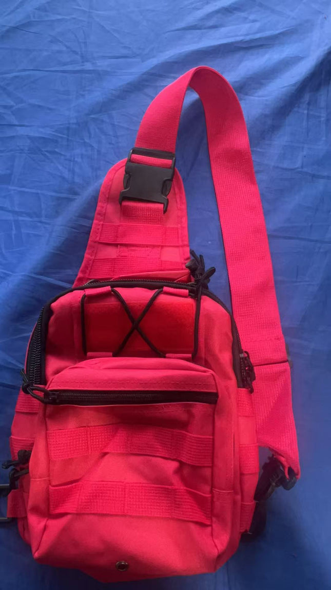 High Visibility Red Tactical Sling Bag 600D Waterproof Crossbody Backpack MOLLE First Aid EDC Pack for