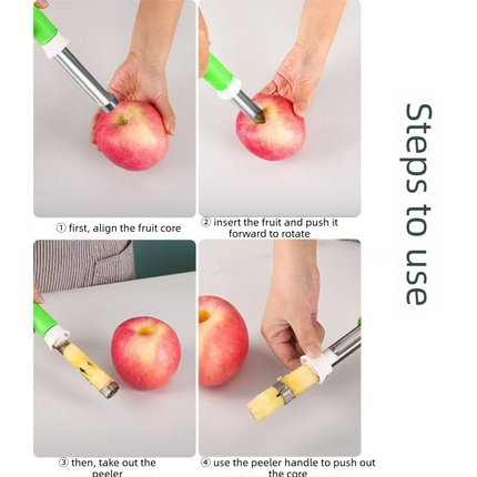 2-in-1 Apple Corer & Peeler Stainless Steel Fruit Prep Tool Kitchen Gadget Red