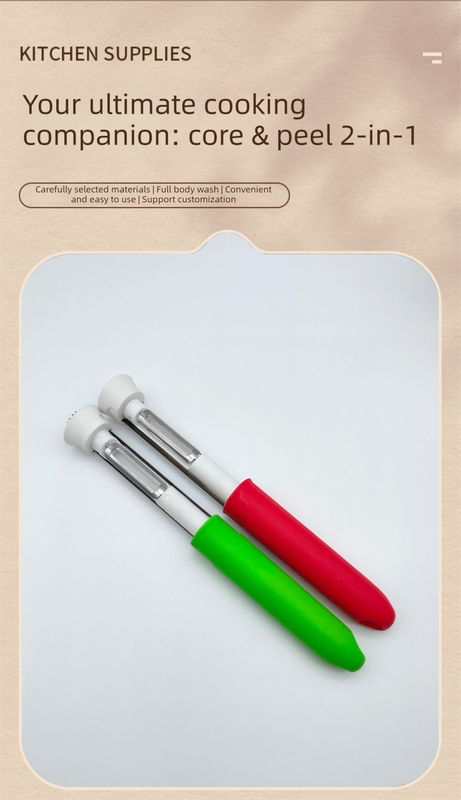 2 PCS 2-in-1 Apple Corer & Peeler Stainless Steel Fruit Prep Tool Red & Green Set Kitchen Gadget – product detail