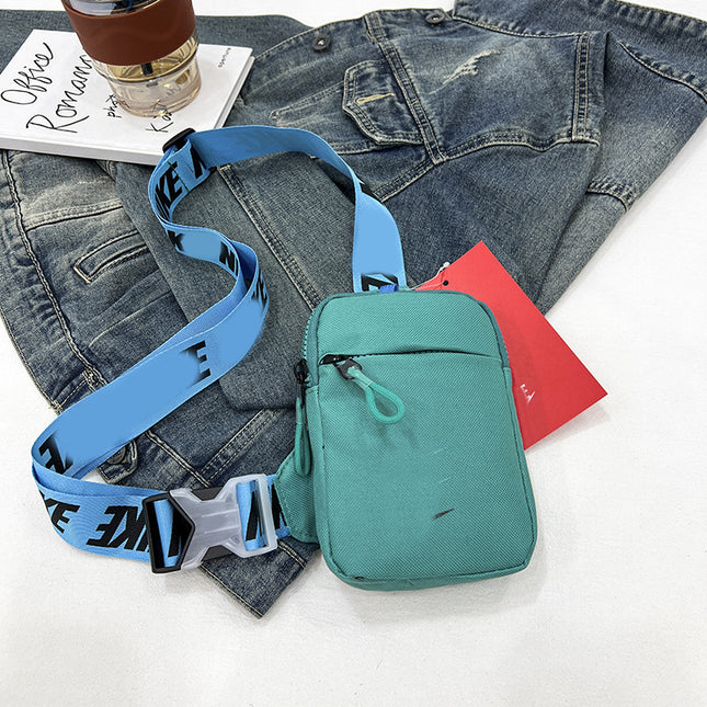Unisex Mini Nylon Crossbody Sling Bag Chest Pouch Adjustable Wide Strap Lightweight Dark Green for Travel