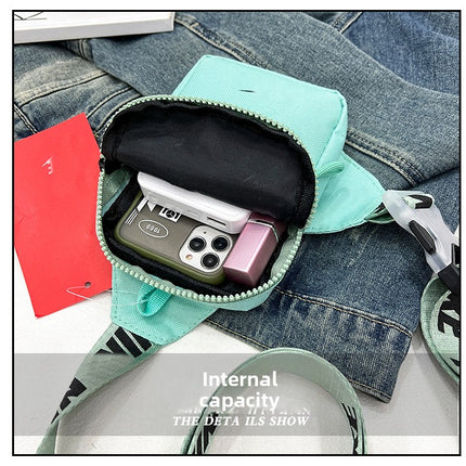 Unisex Mini Nylon Crossbody Sling Bag Chest Pouch Adjustable Wide Strap Lightweight Dark Green for Travel Sports & Festivals