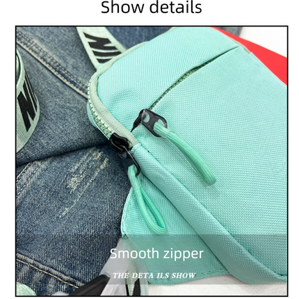 Unisex Mini Nylon Crossbody Sling Bag Chest Pouch Adjustable Wide Strap Lightweight Blue for Travel Sports & Festivals