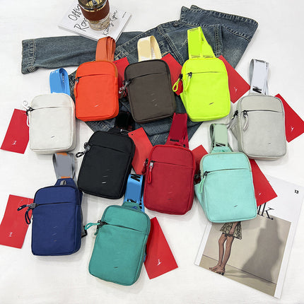 Unisex Mini Nylon Crossbody Sling Bag Chest Pouch Adjustable Wide Strap Lightweight Red for Travel Sports & Festivals