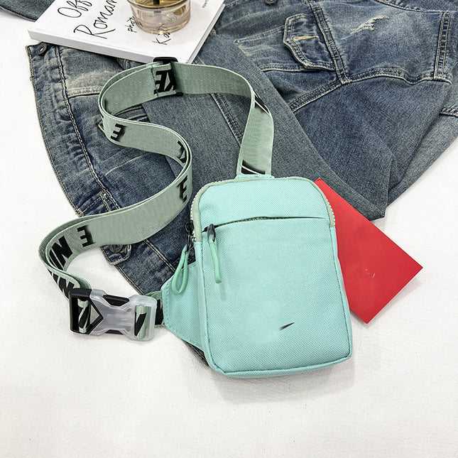 Unisex Mini Nylon Crossbody Sling Bag Chest Pouch Adjustable Wide Strap Lightweight Light Green for Travel