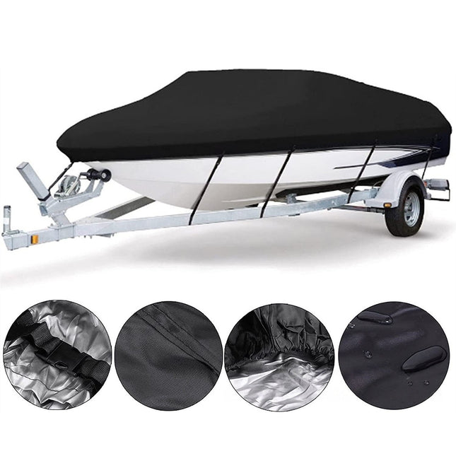14-16ft Waterproof Boat Cover Trailerable V-Hull Runabout UV Resistant Marine Grade Storage Tarp with – product detail