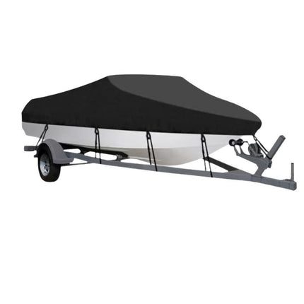 Waterproof Boat Cover 21-24ft Square Bow Jon Boat & Pontoon UV Resistant Marine Storage Tarp Wide Beam (Black, 750cm x 360cm)