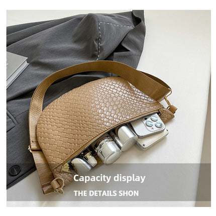 Women's Woven Crossbody Dumpling Bag Soft Vegan Leather Chest Waist Pack with Wide Adjustable Strap for – shape and profile