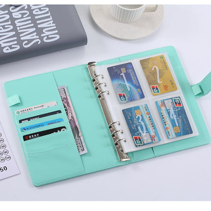 100 Envelope Savings Challenge Binder A5 Budget Planner Book PU Leather Cash Stuffing Money Organiser with Magnetic Closure & Tracker (Black)